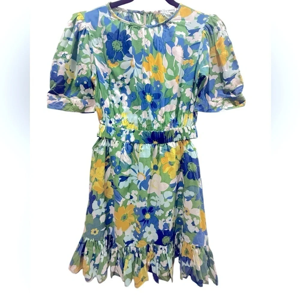 Walter Baker Kasey floral mini dress in excellent condition size XS green & blue